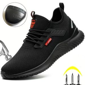 Construcción zapatos indestructibles para hombres de la punta de acero de la punta de seguridad botas botas de botas camuflaje militar 240511