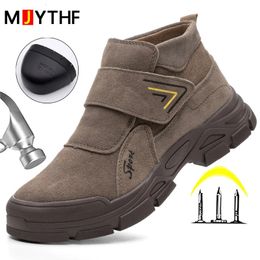 Botas de trabajo de construcción zapatos anti-smash antipuntura de seguridad para hombres botas de punta de acero botas de soldadura a prueba de escalas zapatos indestructibles 240430