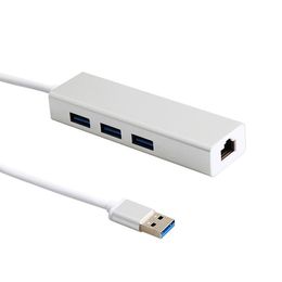 Consumir electrónica USB 3.0 a RJ45 Tarjeta Lan Cable adaptador de red Gigabit Ethernet con concentrador de 3 puertos para Mac-book notebook pc móvil