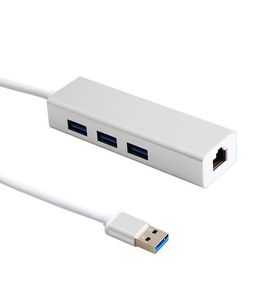 consommer électronique USB 30 vers RJ45 Carte Lan Câble adaptateur réseau Gigabit Ethernet avec hub 3 ports pour ordinateur portable Macbook mobi3564477