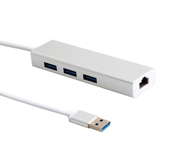 Consumir electrónica USB 30 a RJ45 Tarjeta Lan Cable adaptador de red Gigabit Ethernet con concentrador de 3 puertos para Macbook notebook mobi5908828