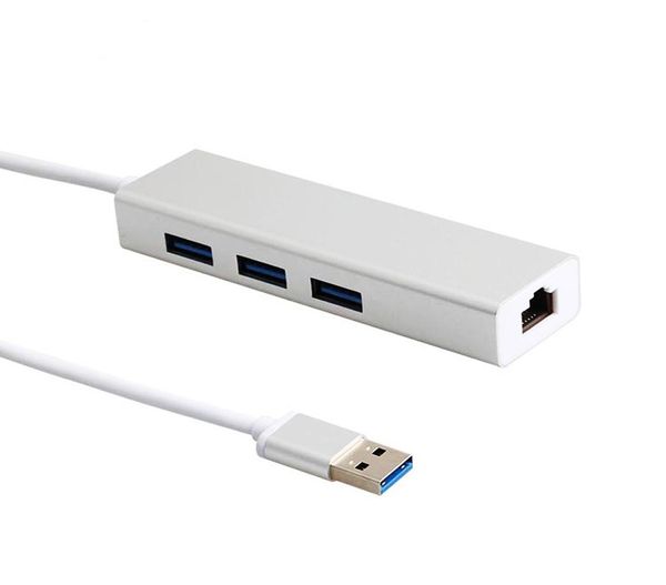 consommer électronique USB 30 vers RJ45 Carte Lan Gigabit Ethernet Câble adaptateur réseau avec hub 3 ports pour ordinateur portable Macbook mobi1836449