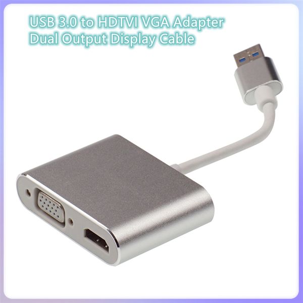 consommer de l'électronique USB vers HDTVI VGA Adaptateur Double Sortie Affichage Multi-affichage Graphique Convertisseur Adaptateur Câble