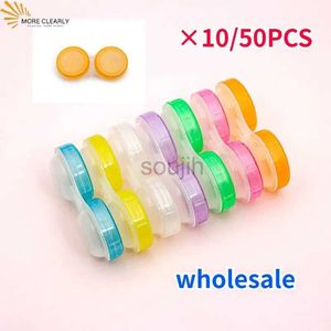 Contact Lens Accessoires 10 / 50pcs en gros simple Mini L + R Case Fille Femmes Colored Lens Box Eyes Container D240426