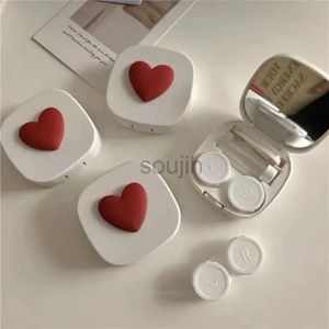 Contacts Lens Accessoires 1pcs Femmes Mini Lovely Eyes Contact Contact Lens Box Box Kit Travel 2023 Girl Mignon Coeur Contact Contrôle Boîte de boîtier avec miroir D240426