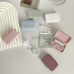 Contacts Lens Accessoires 1set Ins comme un poisson rétro Retro Colonaire simple Couleur compacte Contact Case Partner Box Pupil Care Box Flip Cover D240426