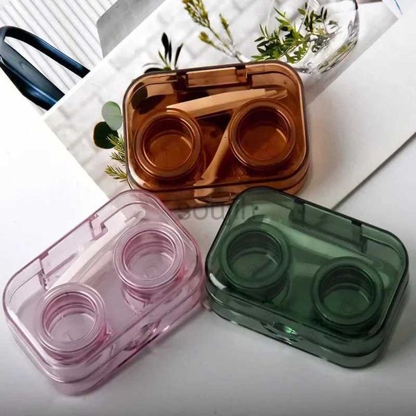 Contacte Lens Accessoires Color Color Girls Contact Lenses Box Mini Clear Portable Contact Lens Case With Twezer Aspir Stick Stick pour le porte-kit de voyage D240426