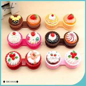 Contacts Lens Accessoires Lymouko Gift of Cartoon Cartoon Cream Cake Glasses Double Contact Lenses Boîte Contact Contrat pour le porte-kit Récipient D240426