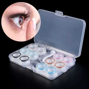 Accesorios de lentes de contacto Nuevo 1 set Unisex Contact Lens Box Box 6 Cajas Simples Transparente Fug -Profect Almacenamiento Portable Eye Care Kit Contenedor D240426