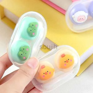 Contacte Lens Accessoires Portable Animal Contact Lens Case Companion Boîte de compagnie mignon Myopia Mini Contact Eye Compact Rangement Boîte de soins D240426