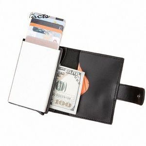 Porte-carte Busin de Contact Véritable portefeuille en cuir Men de crédit Card de carte de crédit pour homme en aluminium RFID Blocking Small Coin Purse C9F1 # #
