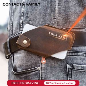 Contact's Familie 100% Echt leer Mannen Cellphone Loop Holster Case Riem Taille Telefoon Anti-Diefstal Draagbare Portefeuille