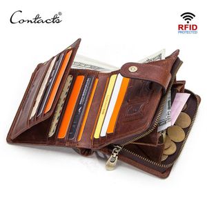 Véritable portefeuille Vintage en cuir de contact avec des portefeuilles courts de poche courte petite fermeture à glissière avec détenteurs de cartes Man Pur296o