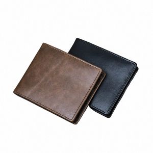 Carteras delgadas de cuero genuino de contacto para hombres Portatarjetas con hebilla magnética Mey Clips Marca Diseñador de lujo Mini Carteras para hombres g5bE #