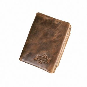 portefeuille en cuir véritable de contact pour hommes courts trifold portefeuille décontractés portefeuilles de luxe concepteurs de cartes de cartes sacs à sacs de monnaie mey clip p6ov #