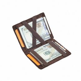 portefeuilles magiques de contact véritables en cuir portefeuilles slim portefeuilles RFID Holders de carte Mey Clip ultra mince petit mini portefeuille pour hommes Gift 75KW #