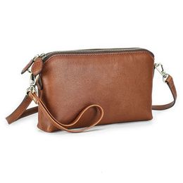 Contact'S Dames CrossBag Retro Casual Handtas Bruin Outdoor Schoudertassen Hold Make-up Set Dame Koppelingen RFID Blokkerende Telefoontas 240104