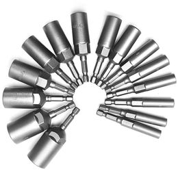 Contactdozen 15 pièces 80 mm de longueur approfondir le jeu de forets à écrou électrique 5,519 mm adaptateur de douille à impact pour outils électriques clé à douille douille d'écrou