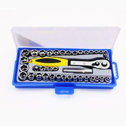 Contactdozen 38 In 1 Momentsleutel Dopsleutelset 3/8 Inch/Metrische Ratelsleutel Dopsleutel Gereedschapset Kit Trox voor Autoreparatie Handgereedschapsset