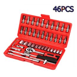Contactdozen 46 pièces ensemble d'outils à main de réparation de voiture clés polyvalentes Kit d'outils de combinaison de douilles ensemble de clés à clé outil avec boîte