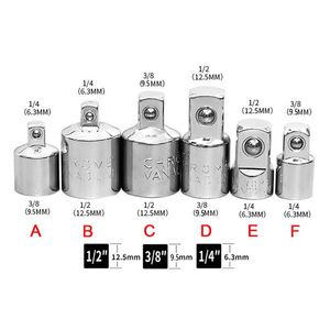 Contactdozen 6 uds Adaptador de llave de trinquete con cabezal de conversión de zócalo adaptador de funda de cabezal convertidor 1/2 mosca grande 3/8 mosca mediana 1/4 mosca pequeña