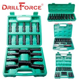 Contactdozen Drillforce 1/2" Jeu de douilles de clé, adaptateur d'entraînement d'outil, convertisseur de clé, réducteur à impact électrique, douille de clé hexagonale standard