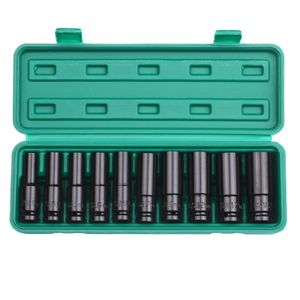 Contactdozen Impact Socket Set 1/2inch Drive HEX Impact Socket Set 10 -stuk diepe socket Metrische maten 819 mm koolstofstaal met opbergdoos