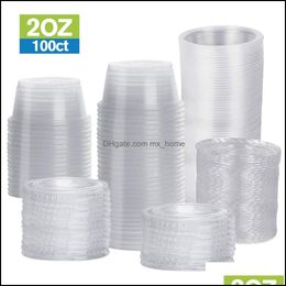 Conteneurs 1oz Gobelets en plastique jetables Jello S avec couvercles Conteneur de portion de soufflé 1 oncec Boîte transparente KD1 Drop Delivery 2021 Kit à emporter