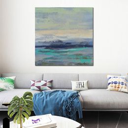 Hedendaagse abstracte kunst op canvas zeegezicht Teal Wave getextureerde handgemaakte olieverfschilderij Wall Decor