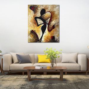 Art abstrait contemporain sur toile l'amour de la musique texturé à la main peinture à l'huile décoration murale