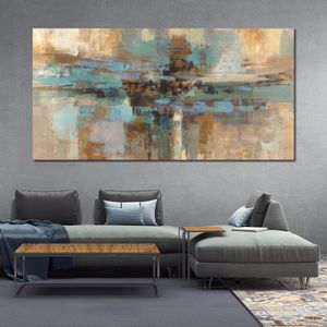 Hedendaags abstract olieverfschilderij op canvas Morning Fjord Artwork Levendige kunst voor Home Decor