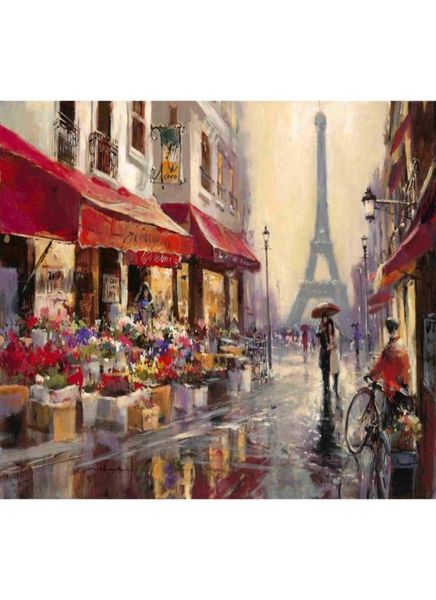 Pinturas al óleo de arte contemporáneo Abril en París Brent Heighton reproducción de lienzo Calle francesa Paisajes modernos pared pintada a mano2980000