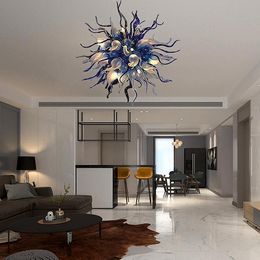 Lámpara de bola contemporánea de 36 pulgadas, luz de vidrio soplado a mano, lámpara de cristal LED moderna para dormitorio, sala de estar, comedor, interior del hogar