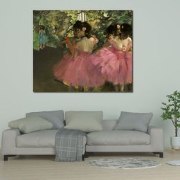 Contemporain toile mur Art Edgar Degas danseurs en rose Ballet danseur peint à la main peinture à l'huile décor à la maison