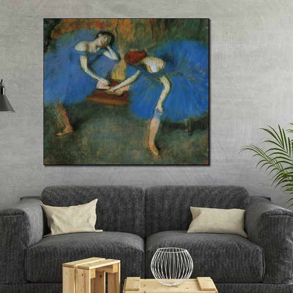Contemporain toile mur Art Edgar Degas deux danseurs en bleu danseur de Ballet peint à la main peinture à l'huile décor à la maison
