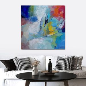 Hedendaagse canvas kunst aan de muur levendige regenboog handgemaakt modern decor voor hotelkamer decor