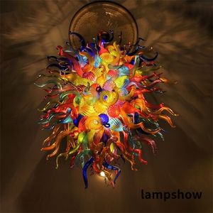 Candelabros de cristal contemporáneos, iluminación de techo alto multicolor, lámparas colgantes para interiores, iluminación de araña de cristal de arte colorido pintado, iluminación para decoración del hogar LR1141