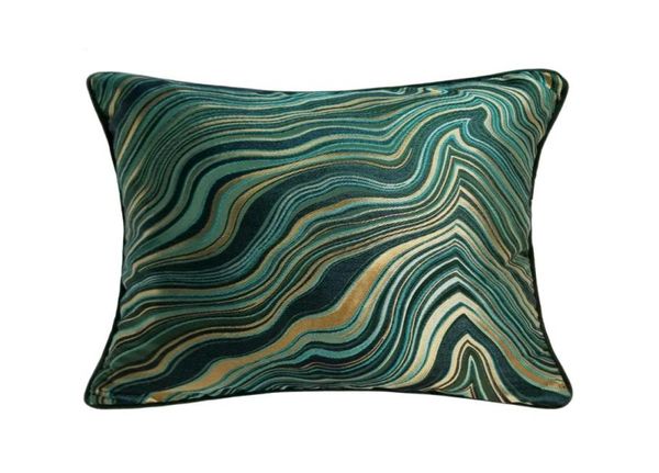 Taie d'oreiller géométrique contemporaine à rayures vert foncé, carré moderne 45x45cm, passepoil en corde, tissé en Jacquard, coussin de canapé de sol pour la maison, Co6108989