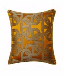 Caja de almohada geométrica de naranja oscura contemporánea cuadrado moderno 45x45 cm Pipping Jacquard Woven Home Sofá Couschion Cover4340429