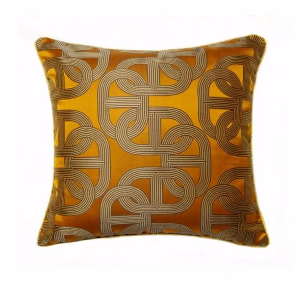 Taie d'oreiller géométrique orange foncé contemporaine, carrée moderne, passepoil en corde, tissée en jacquard, housse de coussin pour canapé de sol de maison, 45x45cm5548098