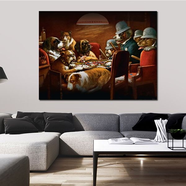 Pintura al óleo de perros contemporáneos pellizcados con cuatro ases Cassius Marcellus Coolidge lienzo arte hecho a mano decoración de sala de estar