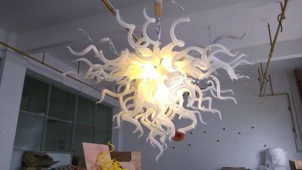 Plafonnier en verre soufflé de style nouveau luminaire à LED encastré blanc givré contemporain