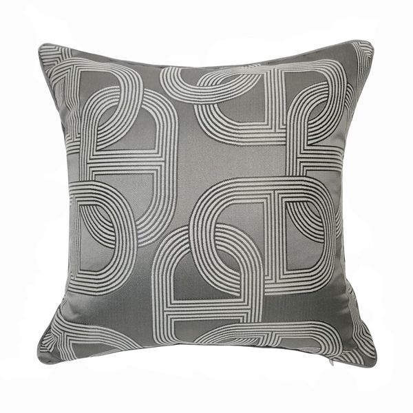 Geometría contemporánea Cadena gris oscuro Elipse Sofá Silla Diseñador Pipping Throw Funda de cojín Decoración Funda de almohada para el hogar 45x45 cm 210315