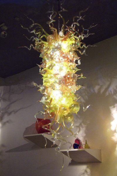 Lámpara contemporánea Burbujas largas Araña de vidrio soplado Lámparas colgantes LED Luces de interior Color beige Luz de arte Marca Girban