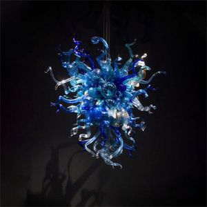 Hedendaagse hanglamp 24 * 32 inches woonkamer kroonluchter creatieve blauwe kleur handgeblazen kristal murano glazen kroonluchters lichten