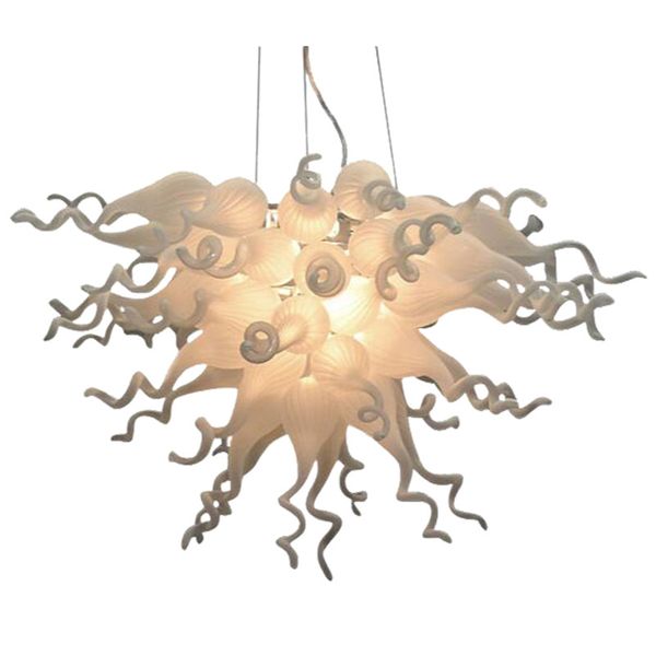 Lampes Suspendues Contemporaines Couleur Blanc Givré 28 par 20 Pouces Église Mariage Décoratif En Verre Soufflé À La Main Lustre De Cuisine Éclairage LED