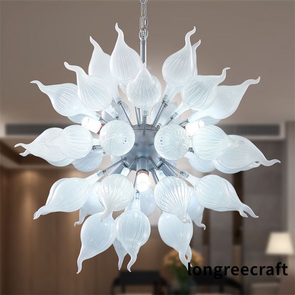 Lampes Suspendues Contemporaines Forme Ronde Blanche Dia20/26 Pouces Lustres avec Ampoules LED Art Décor Lumière Salon Plafond Éclairage Lustres De Luxe LR1465