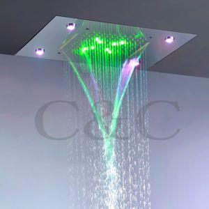 Cabezal de ducha de lluvia y cascada contemporáneo, 110V ~ 220V, conjunto de ducha superior de baño LED colorido de corriente alterna L-50X36P