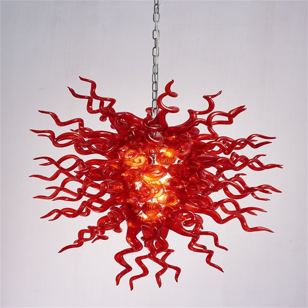 Lustre rouge contemporain, lampes nordiques, lustres en verre soufflé à la main, éclairages suspendus, décoration artistique fantaisie pour la maison