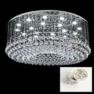 Eigentijdse ronde LED-kristallen kroonluchter regendruppel K9-kristallen celling lamp inbouw binnenverlichting